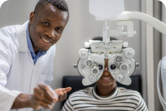 optician checking child's refraction